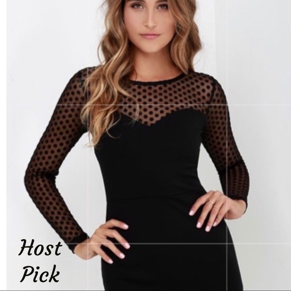 MINKPINK Dresses & Skirts - 🌟HP🌟MiNKPINK Black Dress with Sheer Polka dot